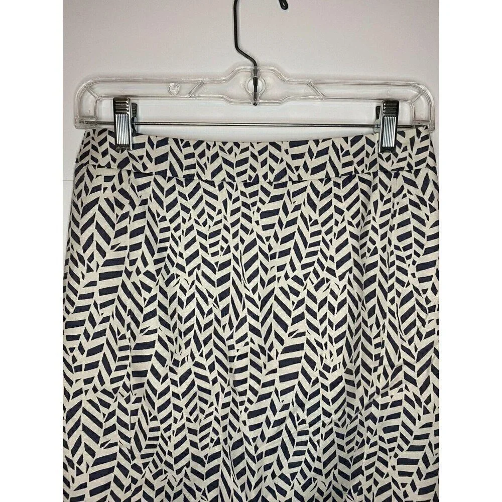 Ann Taylor Loft Petite 0P Ivory Gray Geometric Pattern Skirt